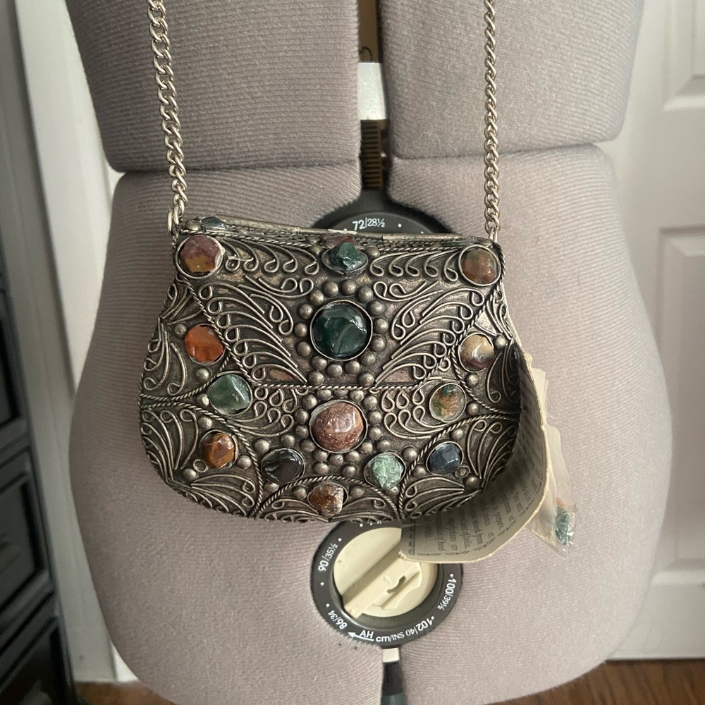 Chic Silver Embellished Crossbody Bag